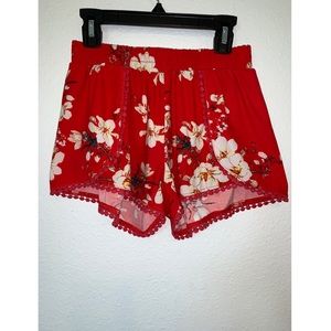 RUE21 Red Floral Shorts